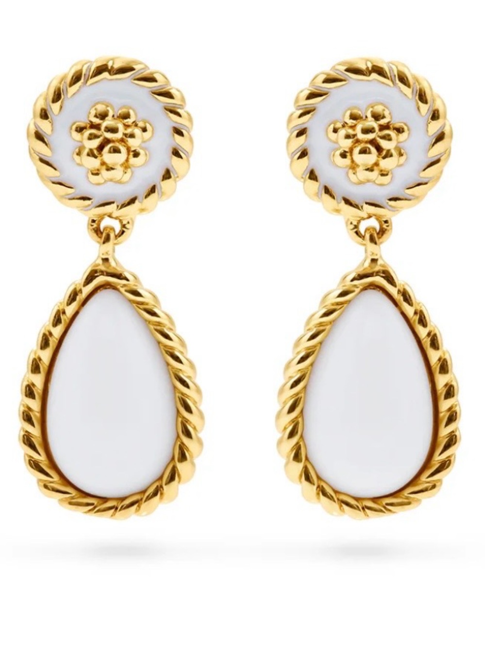 Capucine de Wulf Gold and White Teardrop Earrings - Women Jewelry
